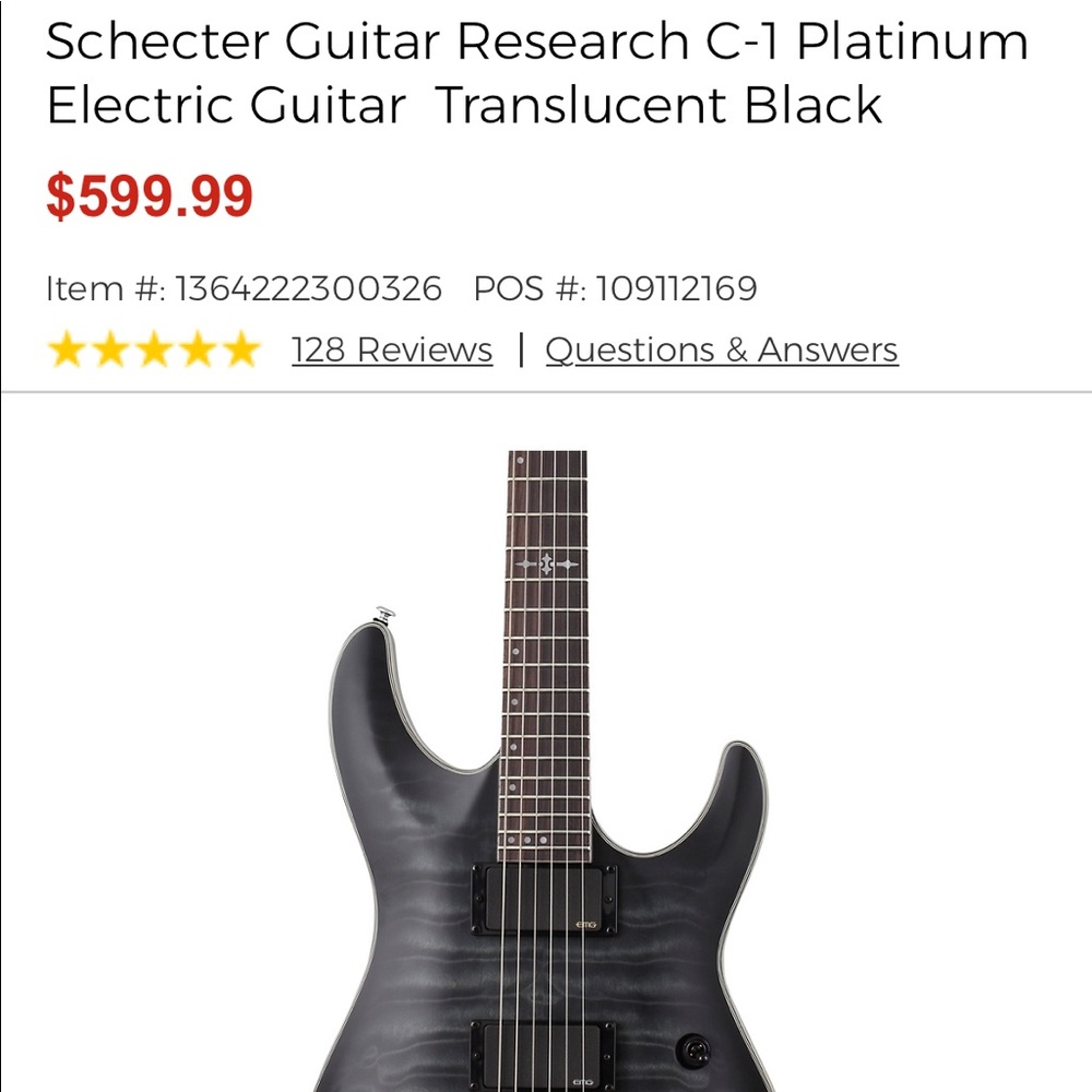 Schecter Diamond Series C-1 Platinum Guitar - Picture 4 of 4